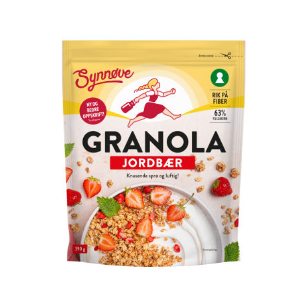 Granola with Strawberries - Granola m/Jordbær 390g Synnøve